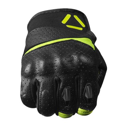 KORDA DRAG SHORT CUFF LEATHER RIDING GLOVES (Fluorescent Yellow)